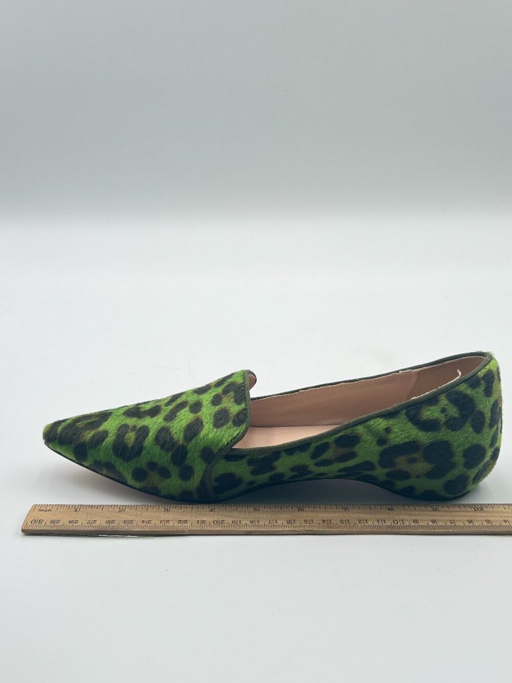 FOWT Green Sexy Pointed Toe Leopard Flats for Women Comfort Slip on Loafers